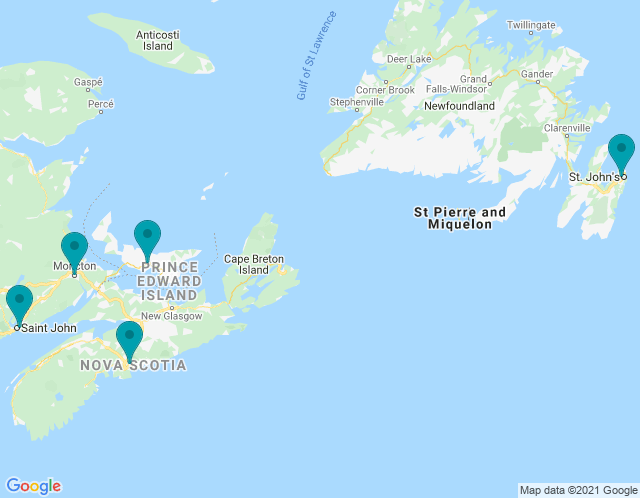Map of New Brunswick – Saint John